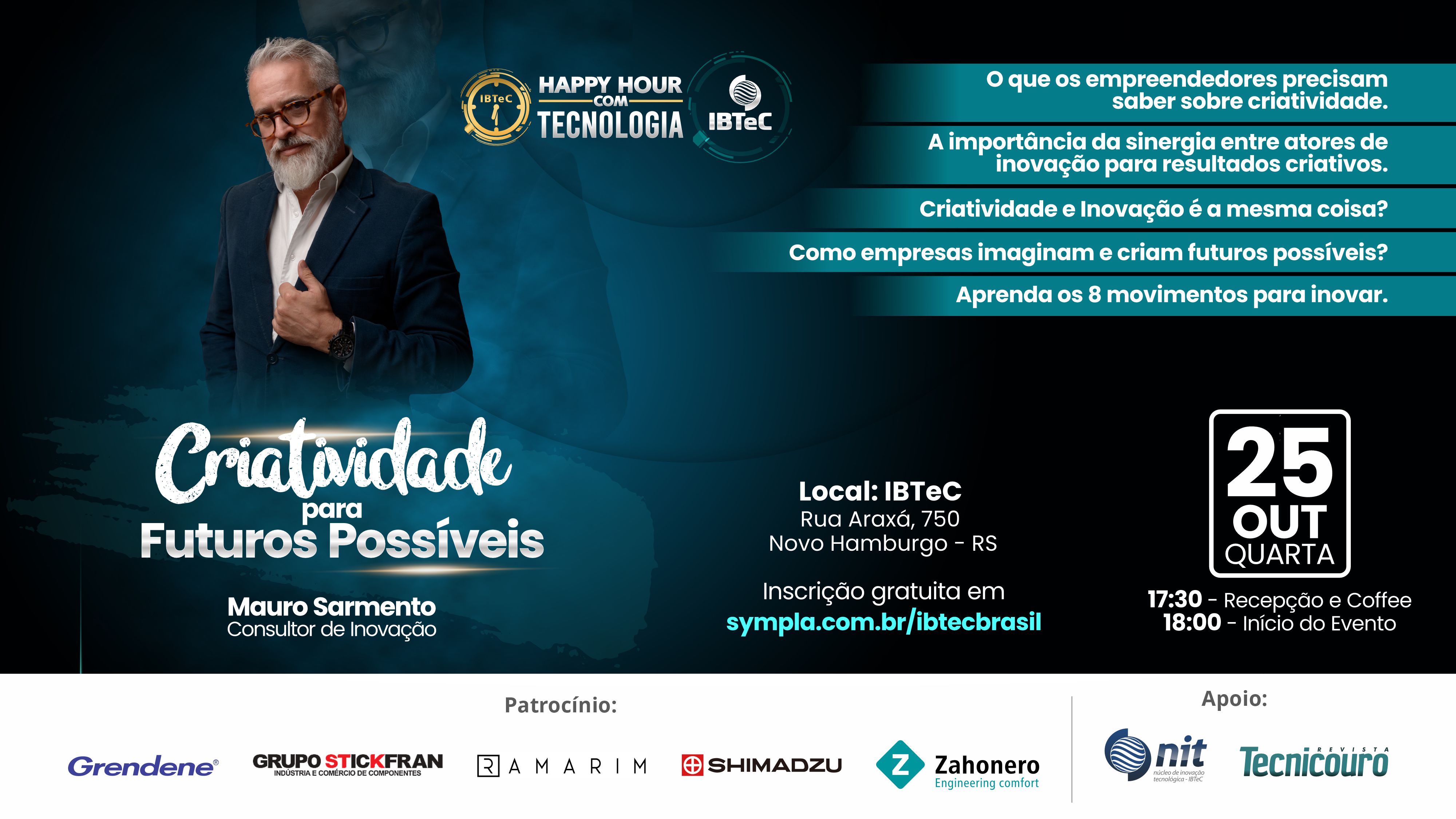 “Criatividade para futuros possíveis”, será tema de Mauro Sarmento no Happy Hour com Tecnologia, dia 25 de outubro