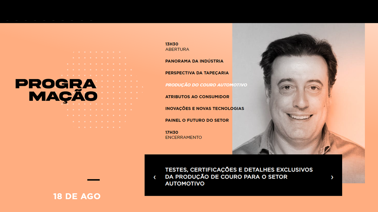 Como é a produção de couro para o setor automotivo - veja na palestra de Ramon Souza Dela Torres, da JBS Couros, no Fórum CICB Automotivo