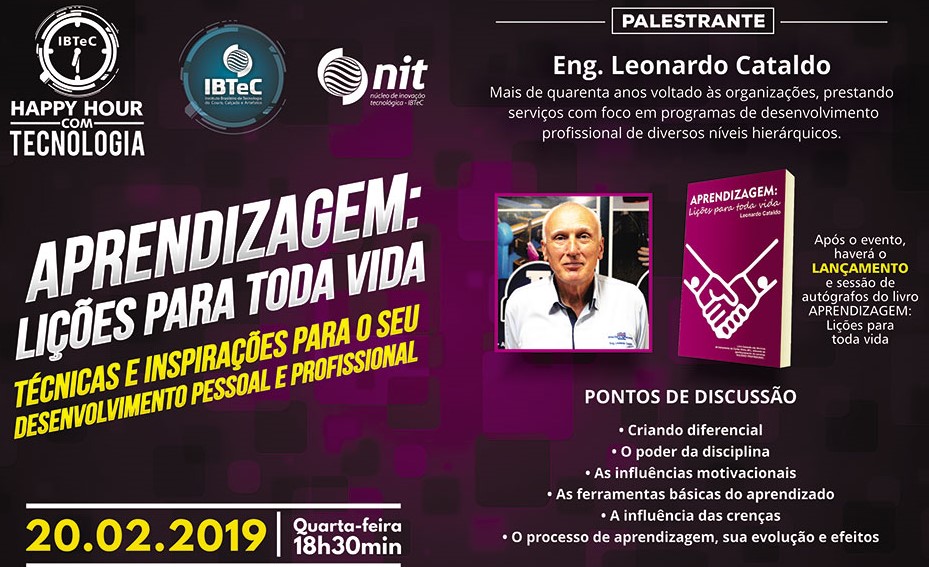 Professor Leonardo Cataldo falará no primeiro Happy Hour do IBTeC sobre “Aprendizagem: lições para toda vida”