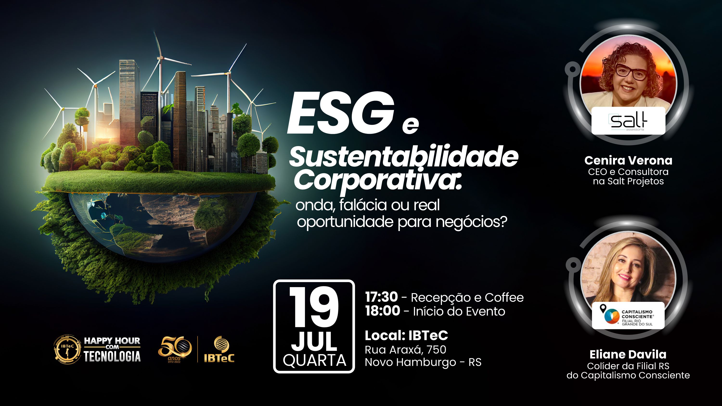 ESG e Sustentabilidade Corporativa, tema do Happy Hour com Tecnologia do IBTeC, nesta quarta-feira