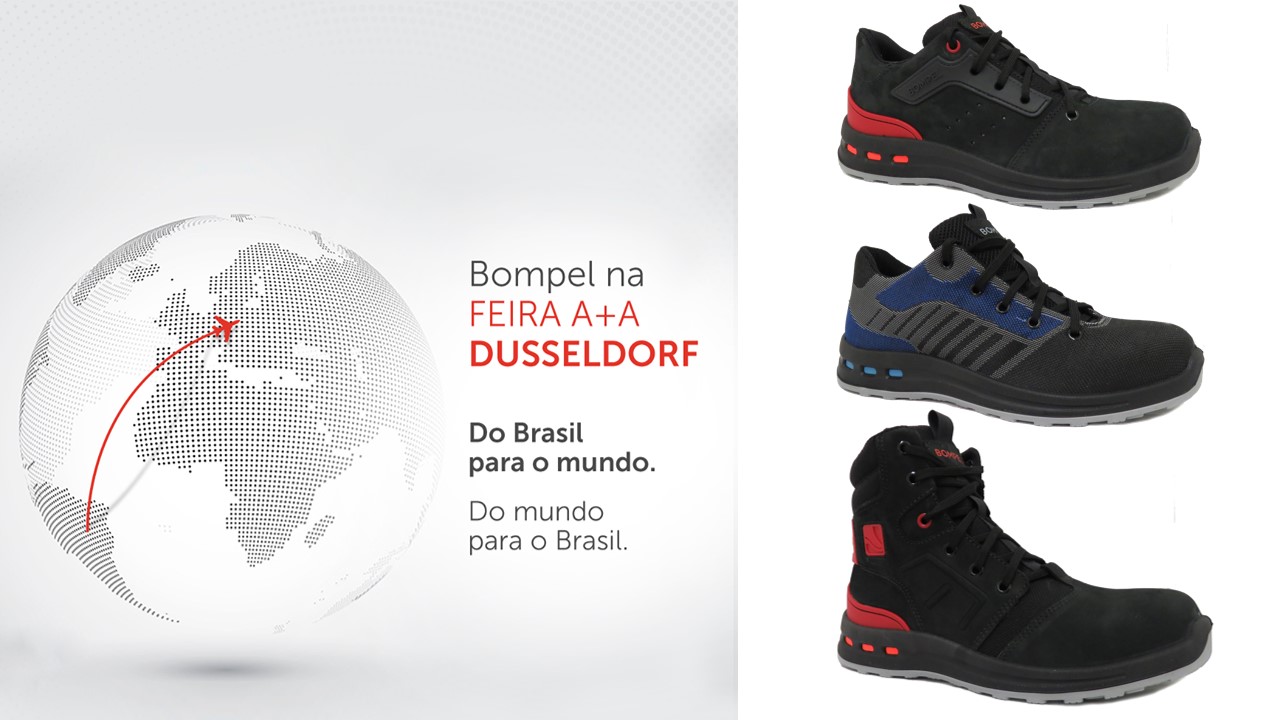 Bompel lança na A+A Trade Fair primeiro calçado de segurança com amortecedor aparente do Brasil, desenvolvido em parceria com o IBTeC