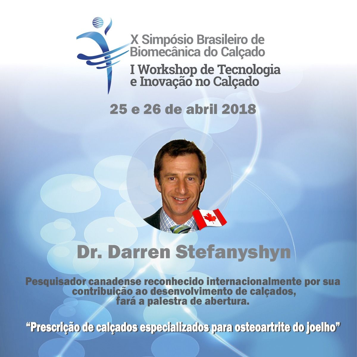 Pesquisador canadense fará a palestra de abertura do Simpósio de Biomecânica do Calçado